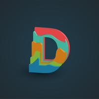 3D colorful layered character from a fontset, vector