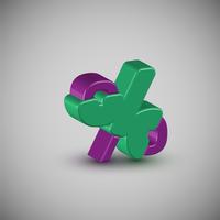 3D colorful character from a typeset, vector