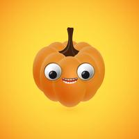 Funny halloween pumpkin face for kids, vector illustration