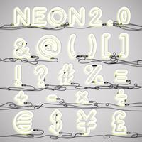 Realistic neon alphabet with wires, vector illustration