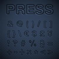 Pressed font set, vector illustration