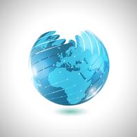 Blue globe ball, vector illustration