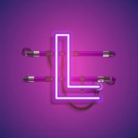 Realistic neon character with wires and console, vector illustration