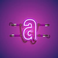 Realistic neon character with wires and console, vector illustration