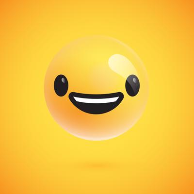 Cute high-detailed yellow emoticon for web, vector illustration