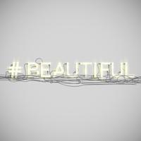 Realistic neon hashtag  word, vector illustration