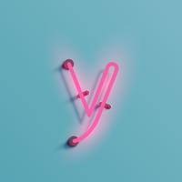 Realistic neon character from a typeset, vector