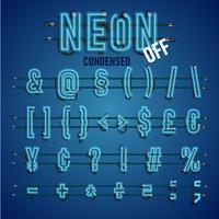 Realistic neon font with wires and console, vector illustration