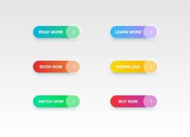 Colorful button set for websites or online usage, vector illustration