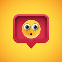 Realistic 3D emoticon in a 3D speech bubble, vector illustration