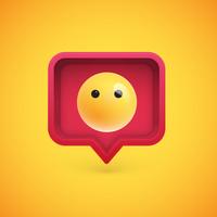 Funny 3D emoticon in 3D speech bubble, vector illustration