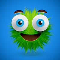 High-detailed 3D fur smiley emoticon, vector illustration