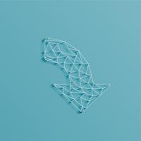 An arrow made by lines and pins, 3D realistic, vector illustration