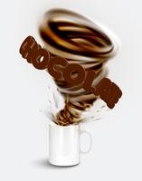 A cup of a realistic hot chocolate with a huge whirl, vector