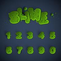 Green slime font set, vector