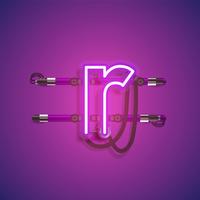 Realistic neon character with wires and console, vector illustration