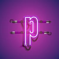 Realistic neon character with wires and console, vector illustration