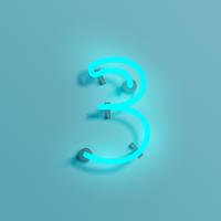 Realistic neon character from a typeset, vector