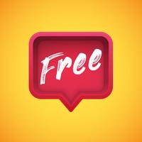High-detailed red speech bubble with 'Free' title, vector illustration
