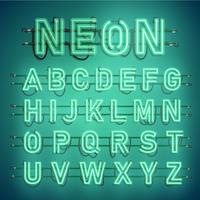 Realistic neon font with wires and console, vector illustration