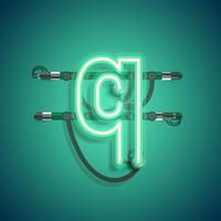 Realistic neon character with wires and console, vector illustration