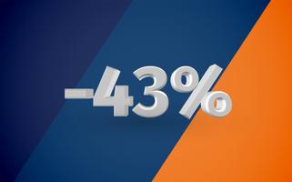 3D sale illustration with percentage, vector