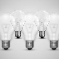 Realistic light bulbs with blurred ones, vector illustration