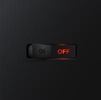 Realistic black switch with backlight OFF, vector