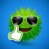 High-detailed 3D fur smiley emoticon, vector illustration