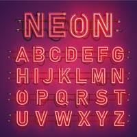 Realistic neon font with wires and console, vector illustration