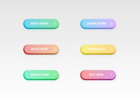 Colorful button set for websites or online usage, vector illustration