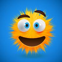 High-detailed 3D fur smiley emoticon, vector illustration