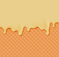 Waffle realista con crema de fusión en él, ilustración vectorial vector