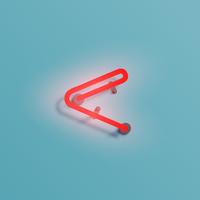 Realistic neon character from a typeset, vector