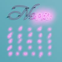 Realistic neon character typeset, vector