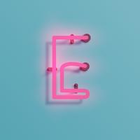 Realistic neon character from a typeset, vector