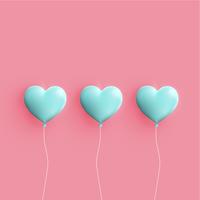 Pastel coloured 3D hearts, vector illustration