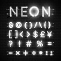 High detailed neon font set, vector illustration