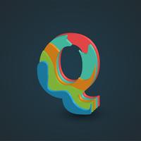 3D colorful layered character from a fontset, vector