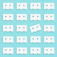 Pastel retro realistic cassette on flat background, vector illustration