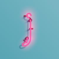 Realistic neon character from a typeset, vector