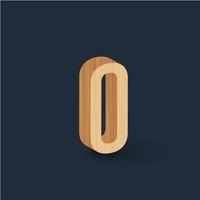 3D wood font character, vector