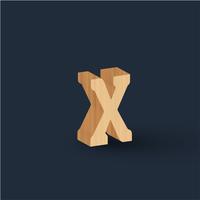 3D wood font character, vector