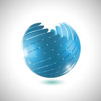 Blue globe ball, vector illustration