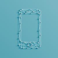 Realistic illustration of a mobile phone icon made by pins and strings, vector
