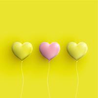 Pastel coloured 3D hearts, vector illustration