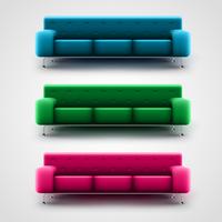 Blue, green, and pink couches, vector