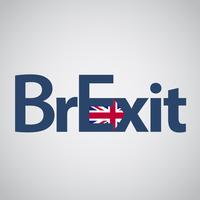 Brexit text with UK flag and an arrow, vector