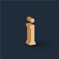 3D wood font character, vector