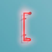 Realistic neon character from a typeset, vector